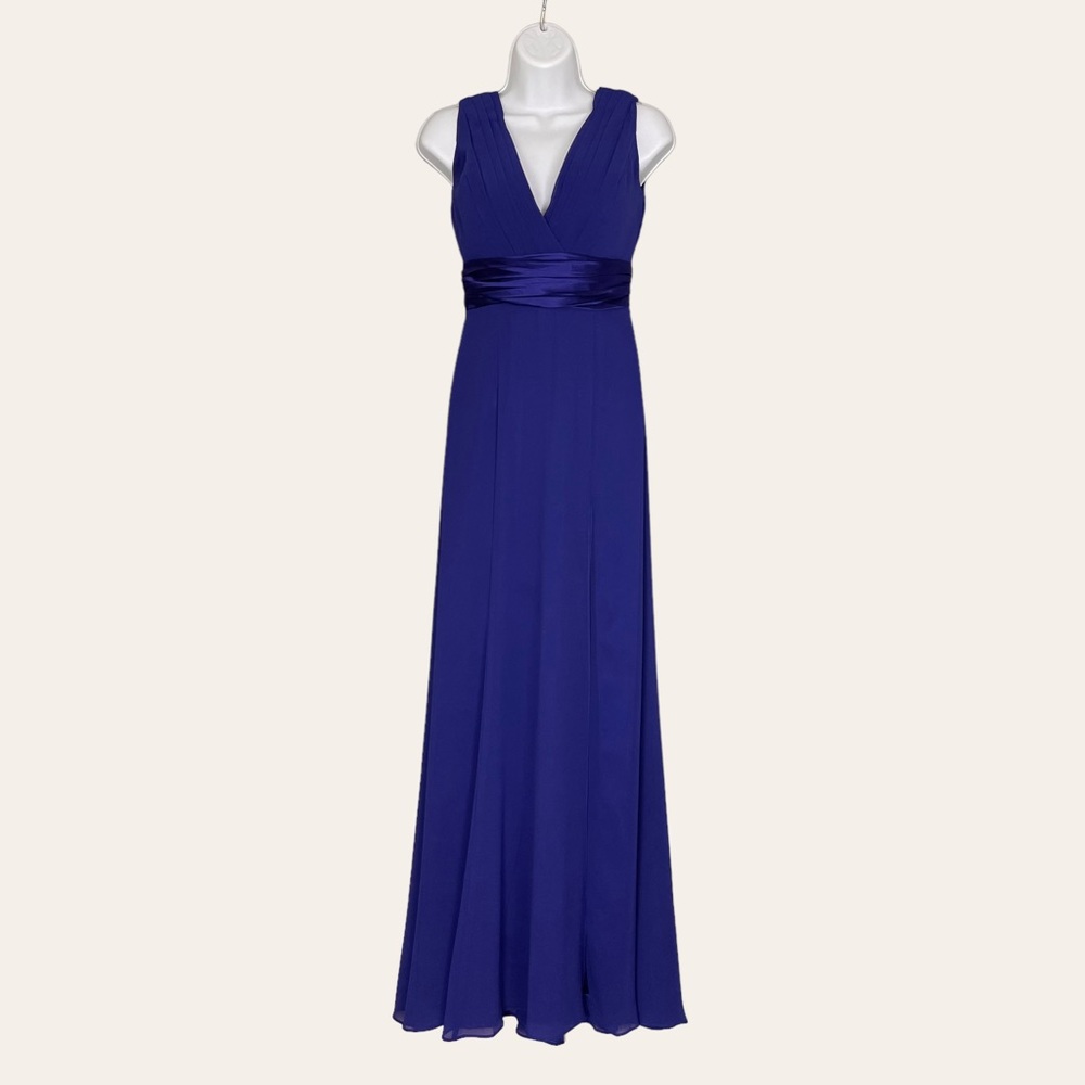 Ever Pretty Dress Prom Bridesmaid ALTERED‎ V-Neck High Slit Chiffon Satin Maxi